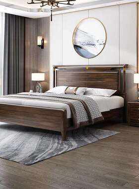 新中式高乌金大木实木床1.8米15.大床储ZY-A21#物箱双人床主卧婚