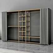 落地开放步入金属衣帽间挂衣架组合双层卧室置物架衣柜高档