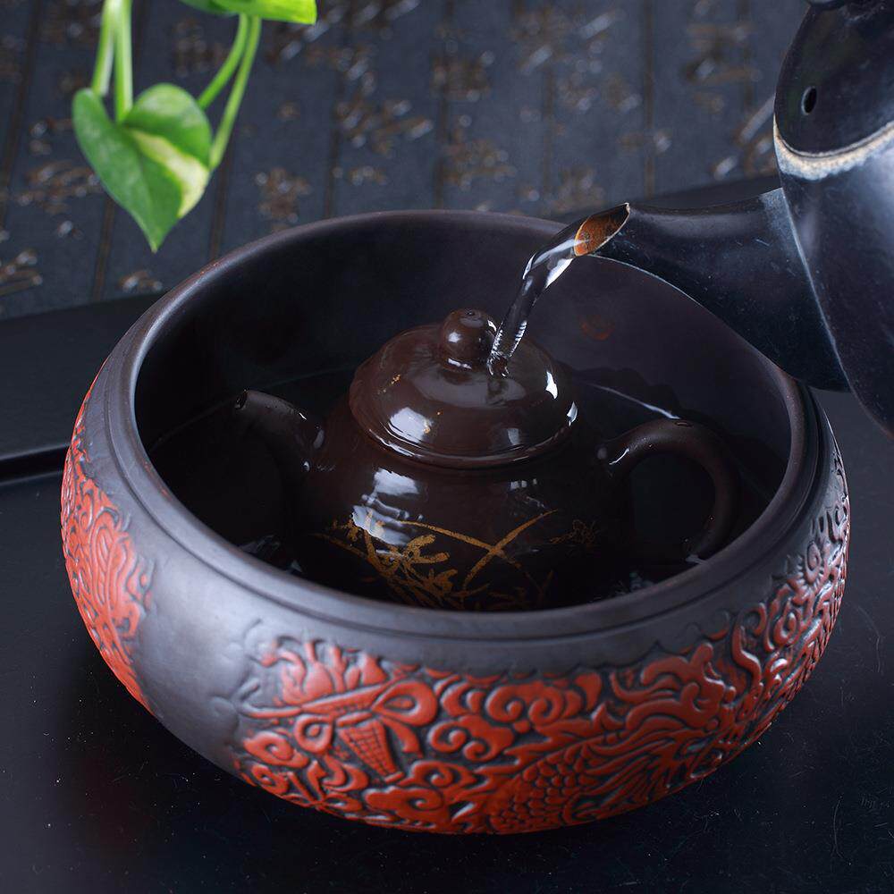仿古茶洗笔洗水洗 茶盘茶道四君子 6寸洗茶碗 功夫茶具茶道配件