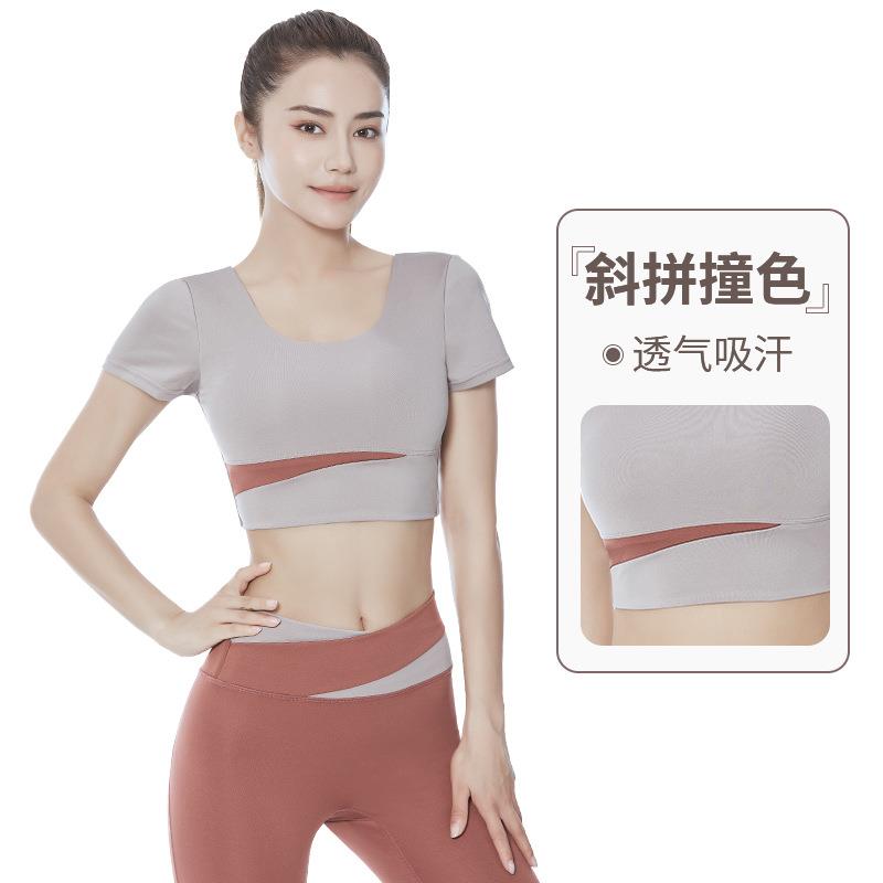 tops breathable tight wicking moisture fitness navel
