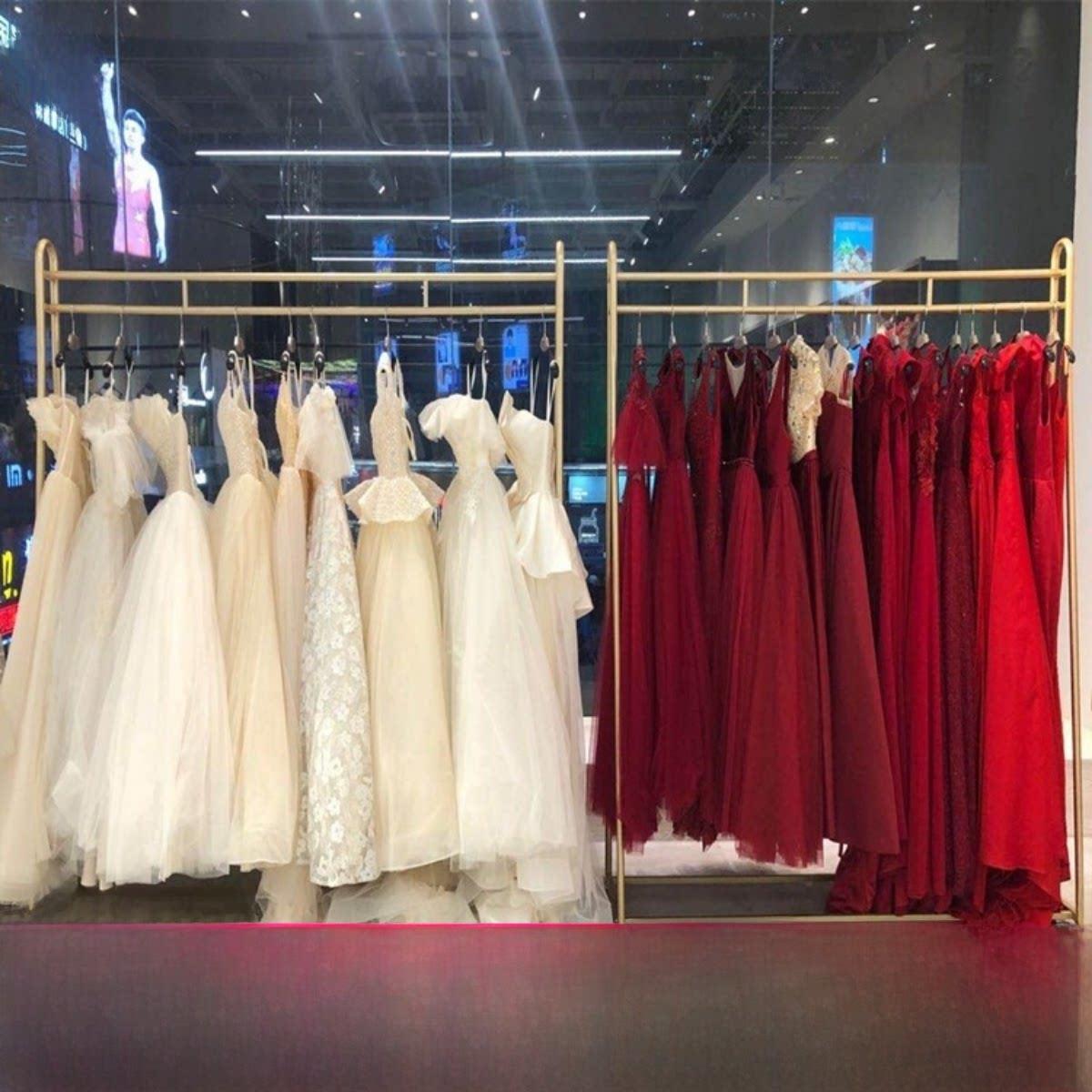 金色婚纱展示架落地式秀禾货架影楼专用挂婚纱架子礼服旗袍挂衣架