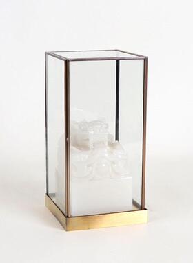 新中式古典玻璃罩玉玺印章摆件样板房家居书房办公室桌面软装饰品