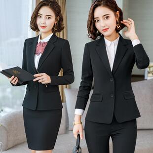 女装 OL女士酒店前台珠宝店工作服时尚 套装 长袖 套裤 2019秋职业装