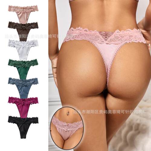 Lace cross underwear for women, low waist hollow out ice