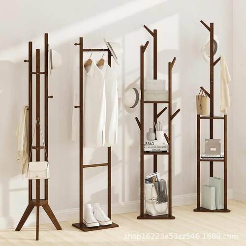 Coat rack floor bedroom simple solid wood modern hangers
