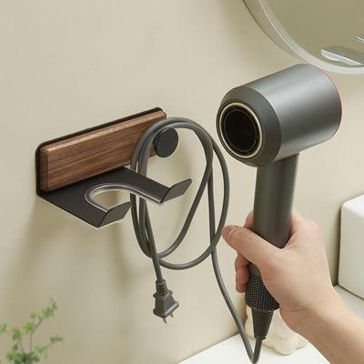 实木吹风机置物架卫生间风筒铝合金收纳架壁挂免打孔多层吹风机架