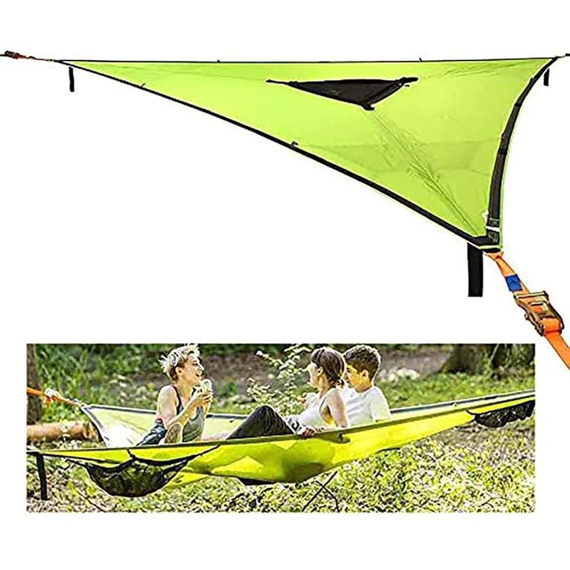 空中多人三角吊床 便携式网眼网布吊床 空中树帐篷休闲网床