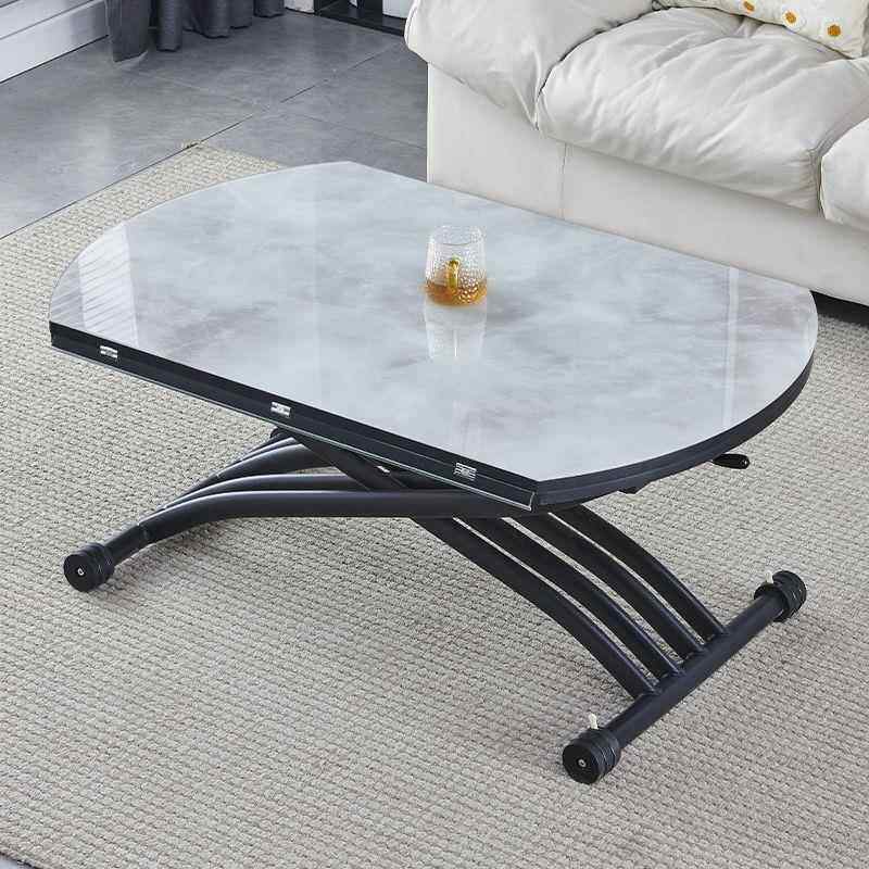 家用升降茶几移动折多功能叠一CVM体式可餐桌两用户小型圆形客厅