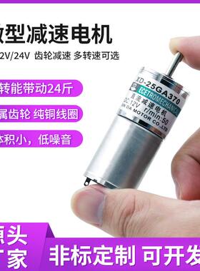 25GA-370微型直流减速电机12V24v可调速正反转低噪音齿轮箱小马达
