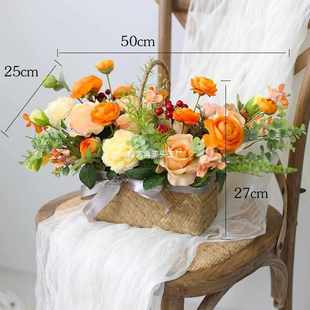 商务用花会议室长桌花桌面摆花迎宾区签到装饰假花演讲台花花