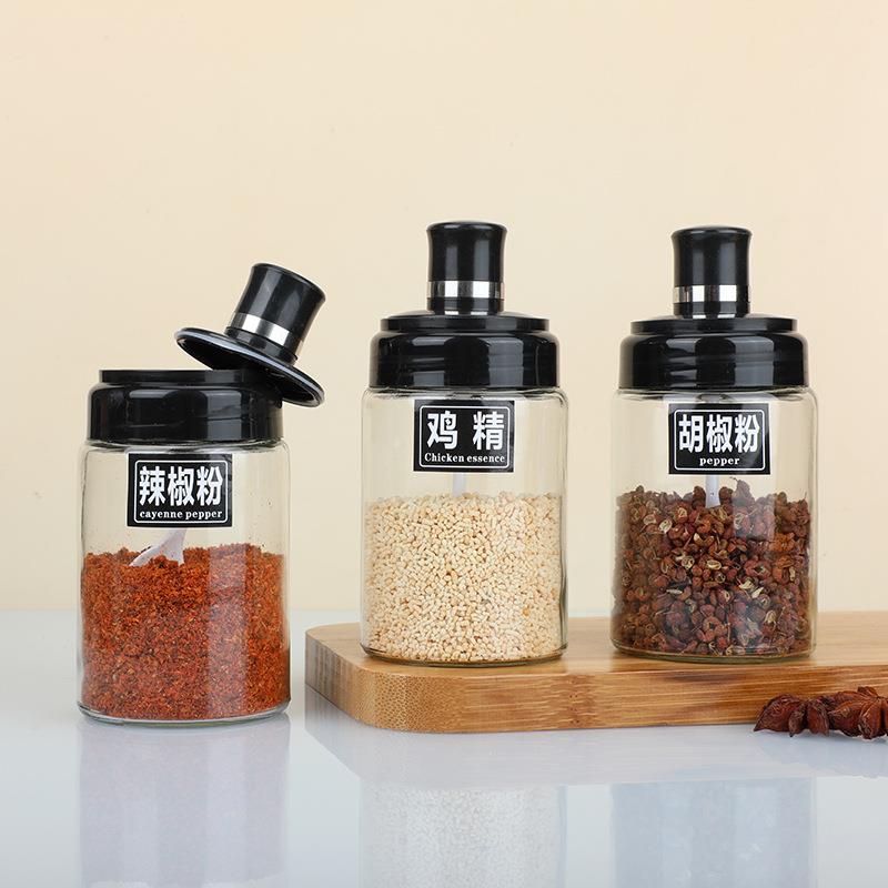玻璃调盐瓶勺盖一体dy-10佐味料瓶防潮密封鸡精味精组调料瓶套装