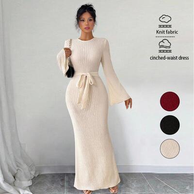 Elegant Chic Wedding Guest Long Sleeves Jacquard Dress