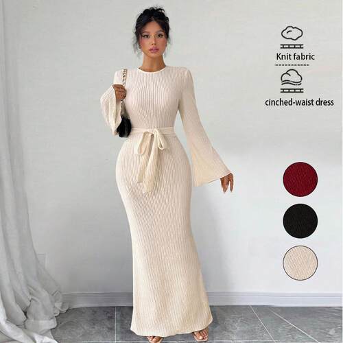 Elegant Chic Wedding Guest Long Sleeves Jacquard Dress