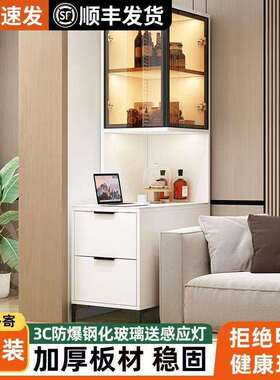 轻奢沙发边几岩角几沙发边柜物侧置边柜抽板拉夹NEM缝书柜墙角柜