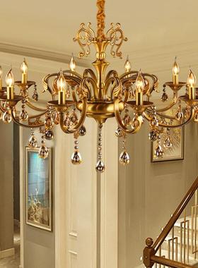 欧式花枝艺术创意蜡烛吊灯欧式复古客厅餐厅卧室全铜灯具9268