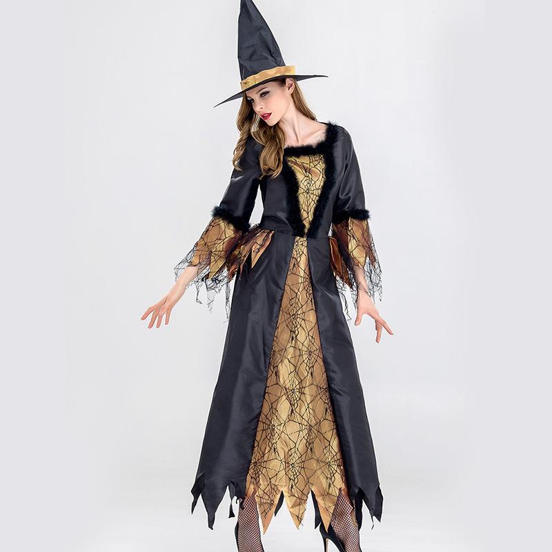 万圣节服装成人halloween Witch Costume舞台演出女巫婆长裙定制
