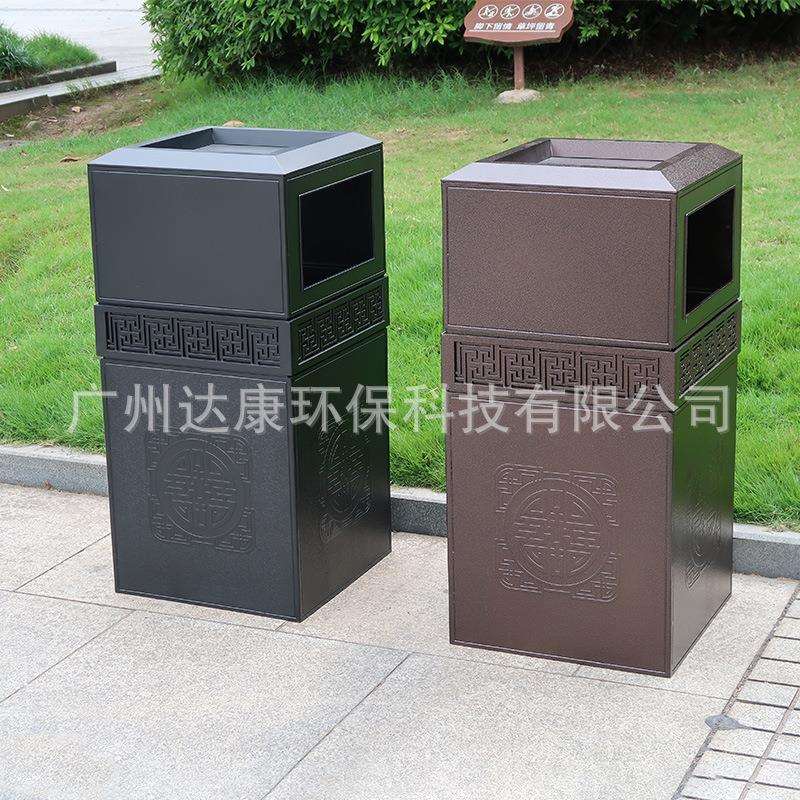 高档小区花园别墅铸铝制垃圾箱欧式庭院方形垃圾桶户外分类垃圾筒