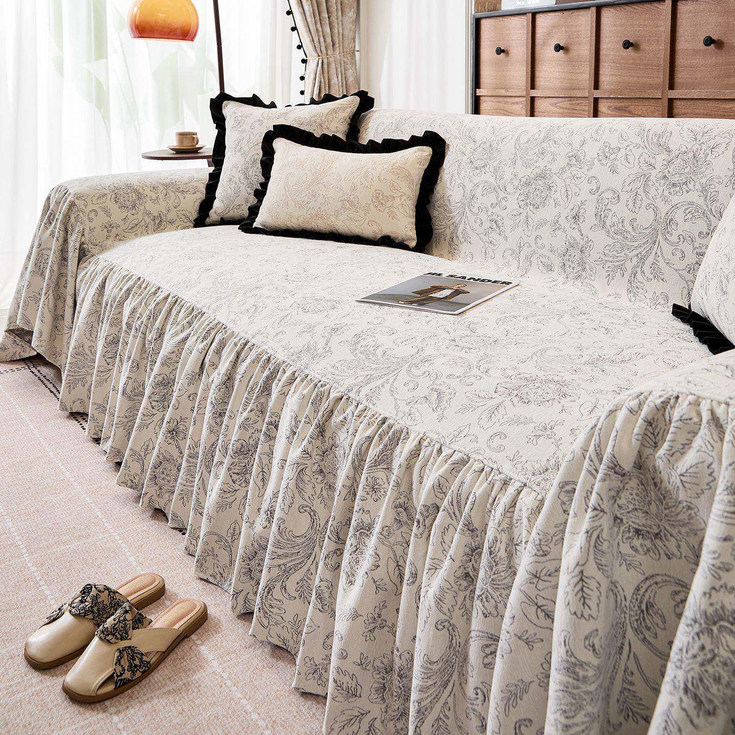 2025新款法式风加厚雪尼尔面料沙发盖布沙发巾客厅沙发防尘全盖巾