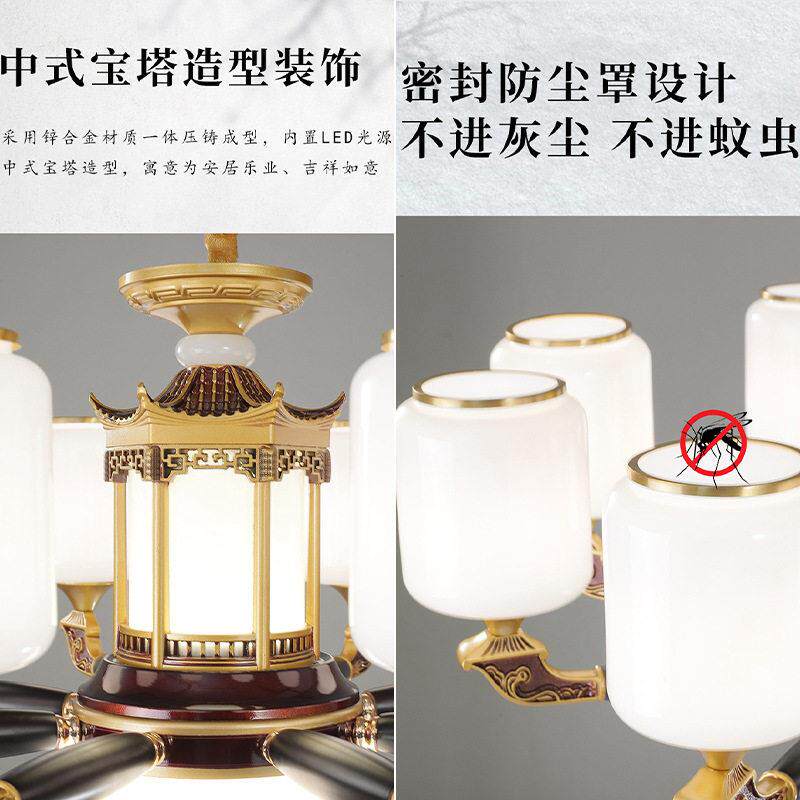 新款直销新中式吊灯实木客厅自建房别墅挑空大灯大气卧室餐厅吊灯