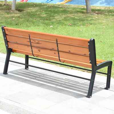 双公园腐椅外长椅庭户院人靠背长条凳子室外防木塑木休闲833座椅铁艺