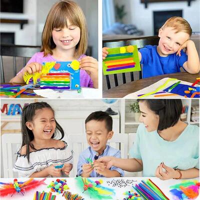 1000pcs Kids Crafts Art Supplies Kit Pipe Cleaners Pompoms F