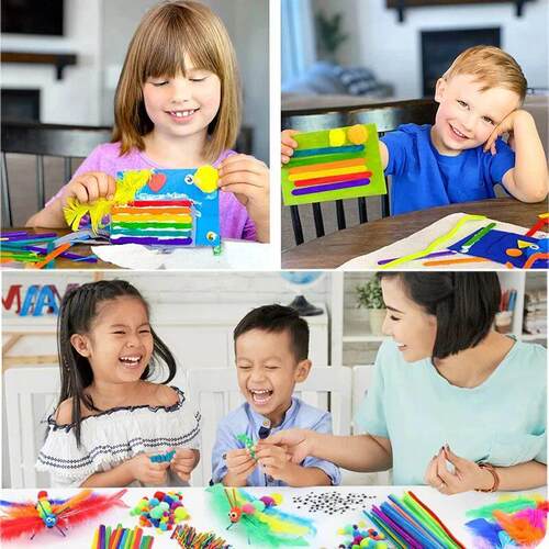 1000pcs Kids Crafts Art Supplies Kit Pipe Cleaners Pompoms F