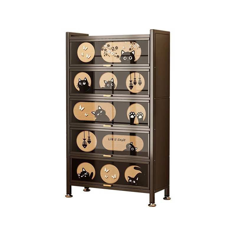 钢制防尘储物柜儿童书架家用置物架客厅展示柜子带柜门落地储物柜