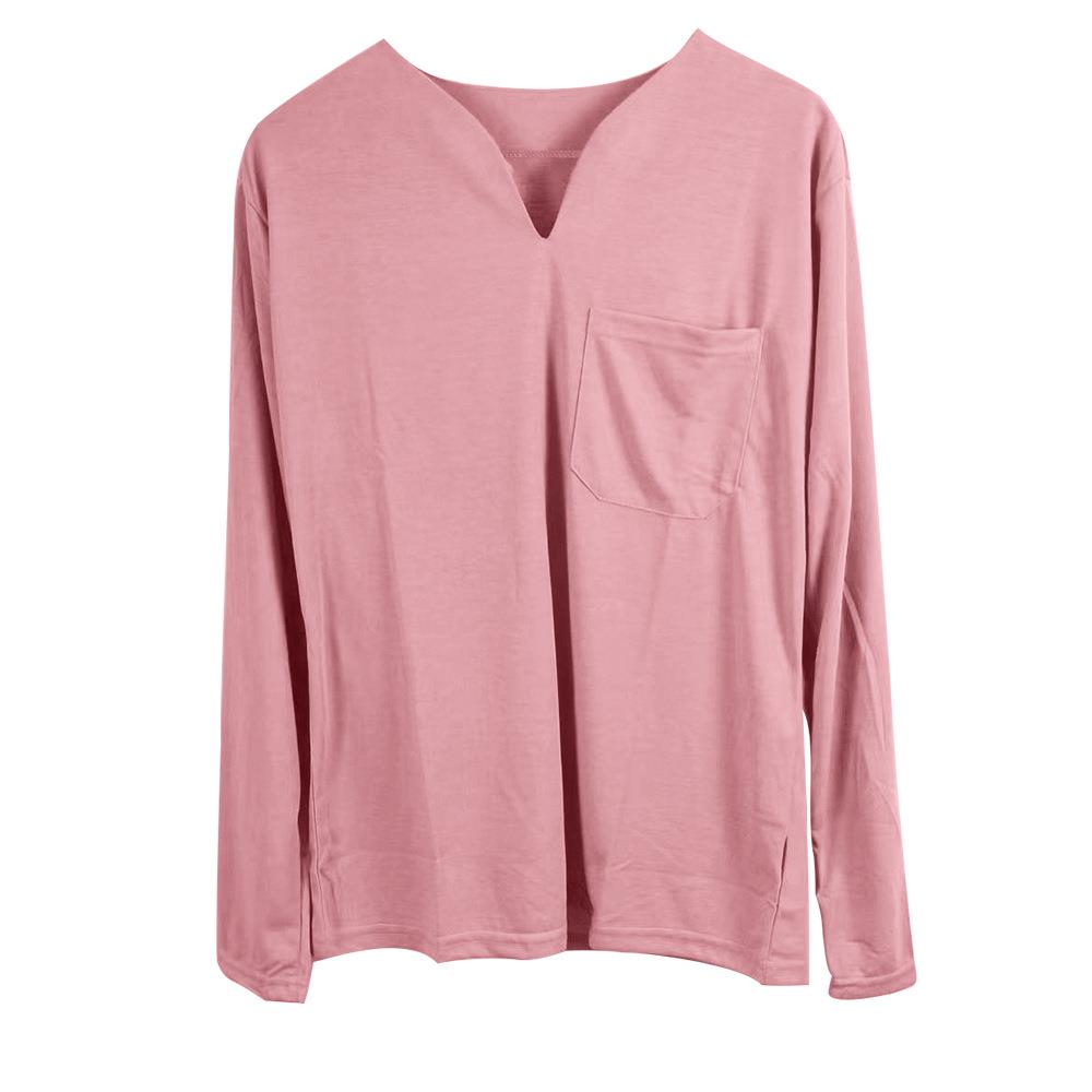 Sleeve V-neck T-shirt Large Clothes Size Mens Elastic Top