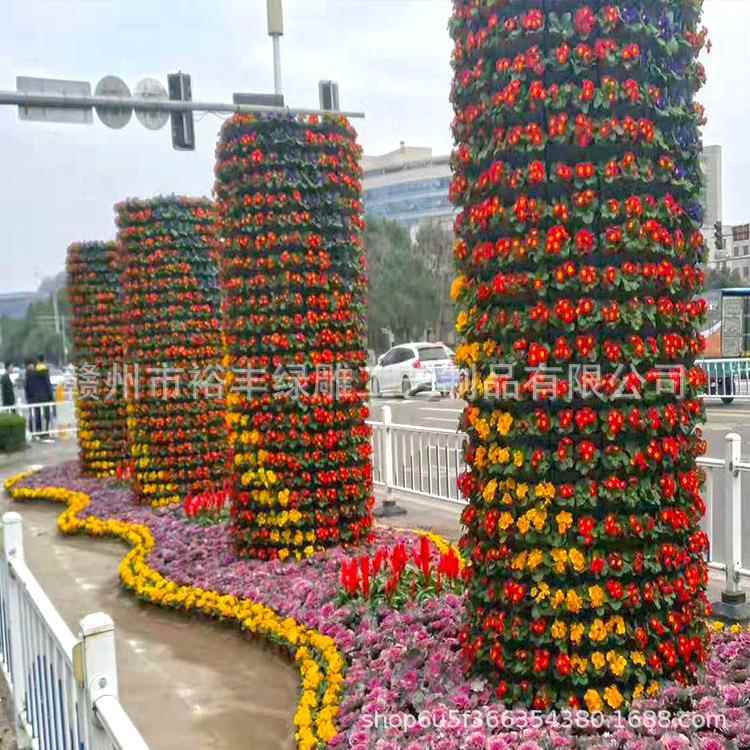 市政绿花柱盆大个室外立体花架花坛化圆花柱景YPF观花柱塑料圆柱
