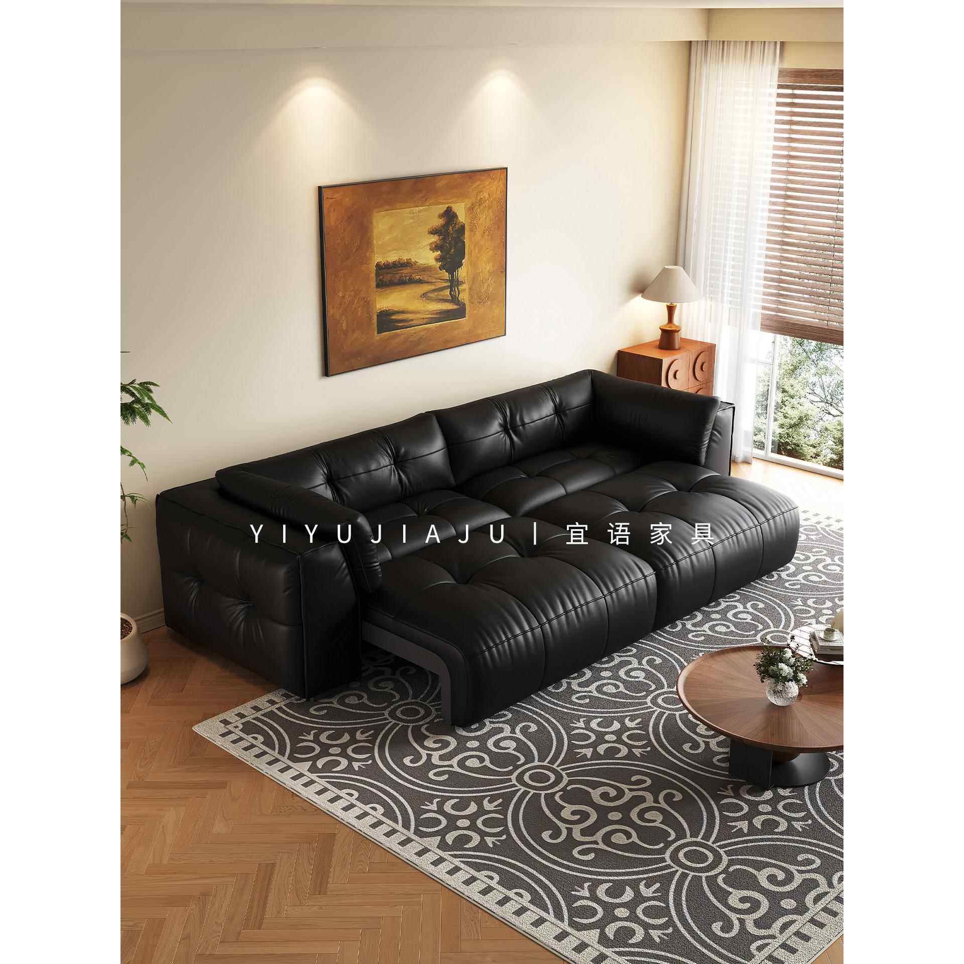 意式极简零靠墙真皮电动沙发床可伸缩多功能一体高端沙发