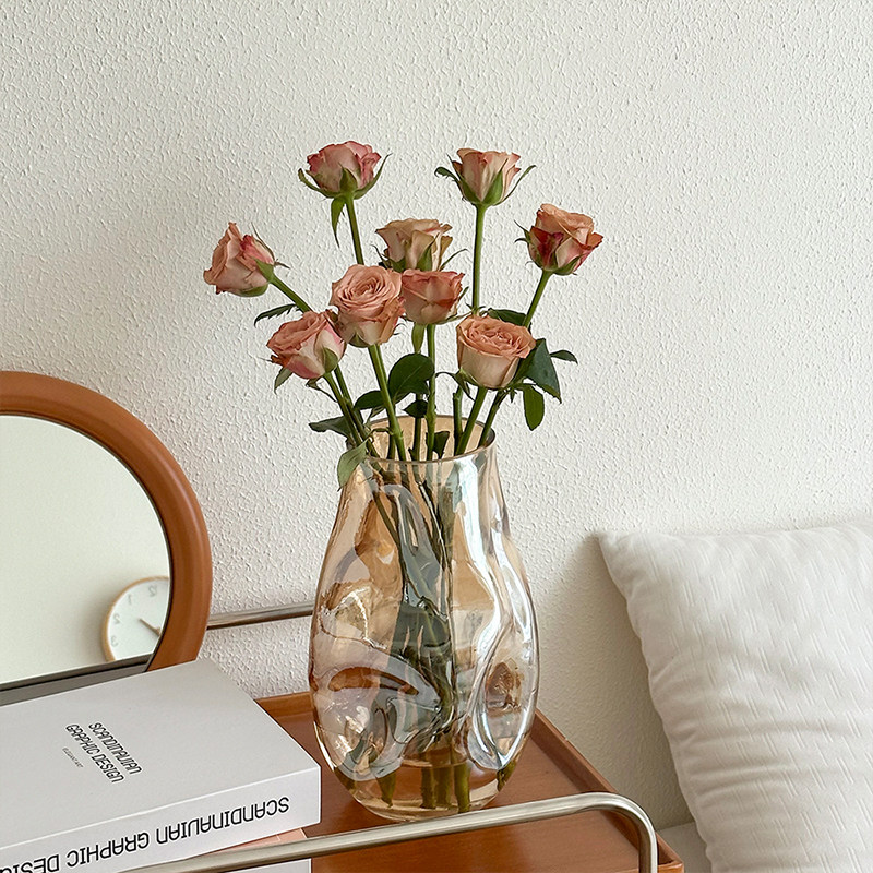 容器插花玻璃养创意感民水透明客厅宿不规则装饰摆件桌面简约花瓶