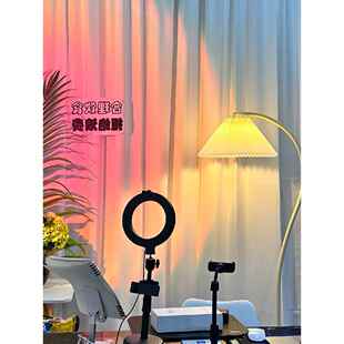 直播间背景窗帘免打孔安装魔术贴主播直播背景窗帘白纱纱帘X20