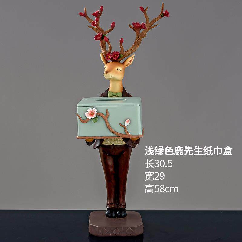 创意欧式鹿纸巾盒托盘摆件客厅茶几玄关小物件收纳办公桌面装饰品