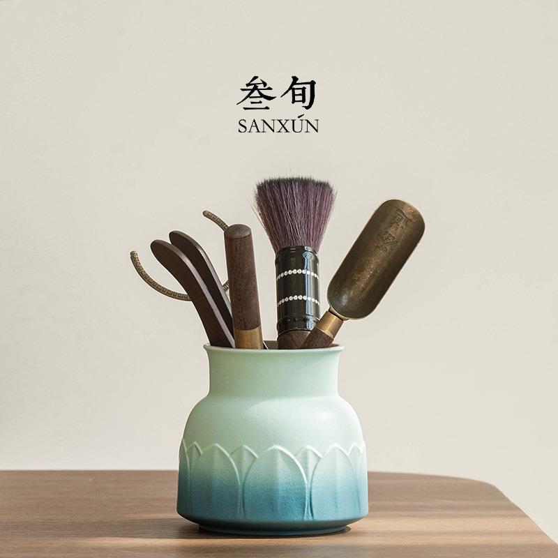 叁旬锦绣莲华茶道六君子套装家用茶筒高端黑檀木茶夹茶勺茶具配件图片