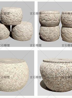 石雕石墩子石鼓花岗岩彷古青石鼓墩柱顶石空心石柱脚圆墩路障石
