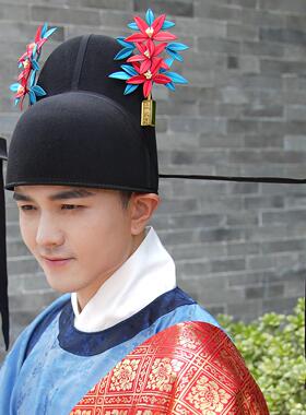 考工令进士巾明制状元帽手工非遗缠花进士及第汉服冠帽头围可选