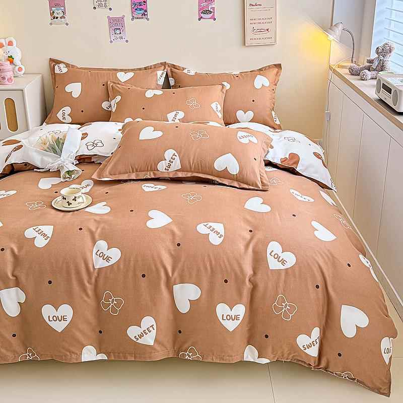 新品加厚磨毛四绒件套植床MSY-2024物羊单被套四件套单床款笠款套