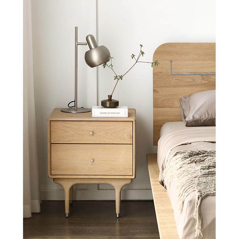 北欧表情NORHOR中古工业风进口/E10系列实木双抽床头柜/橡木黑色