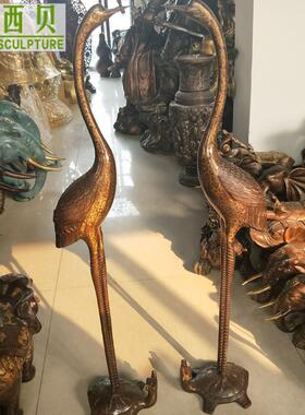 铸铜仙鹤踩龟雕塑厂家供应景区园林景观装饰各种动物摆件灯台装饰