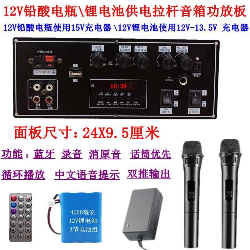 拉杆音箱功放板主板12V电24*9.5适用戴乐爱歌新科蓝牙音箱功放板