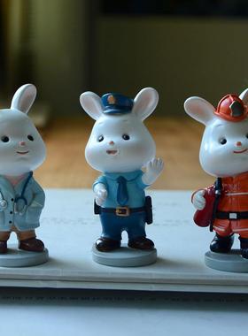 创意职业医生小兔子摆件装饰礼品办公室少女可爱礼物房间卡通公仔