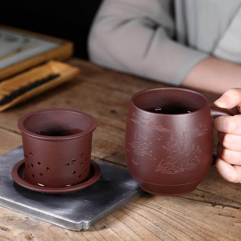 宜兴原矿紫砂茶壶茶具紫砂杯内胆四件套茶杯盖杯男士女士送礼套装