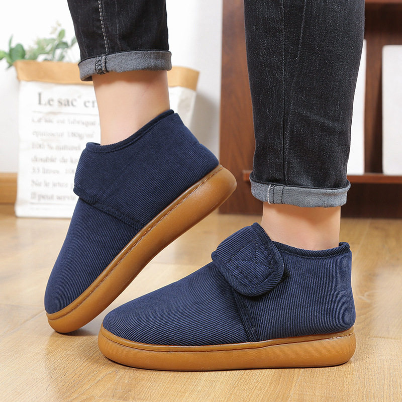 中老年人保暖棉拖鞋男女包跟外贸居家用牛筋厚底防滑大码棉鞋外穿