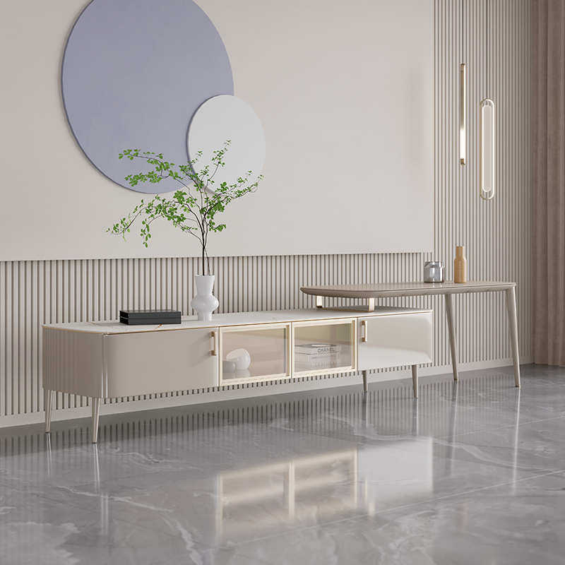 2022新款小户型现代简约奶咖岩板圆形茶几电视柜组合客厅地柜批发,商业/办公家具,茶几,淘宝优惠券,粉丝福利购,淘宝优惠卷