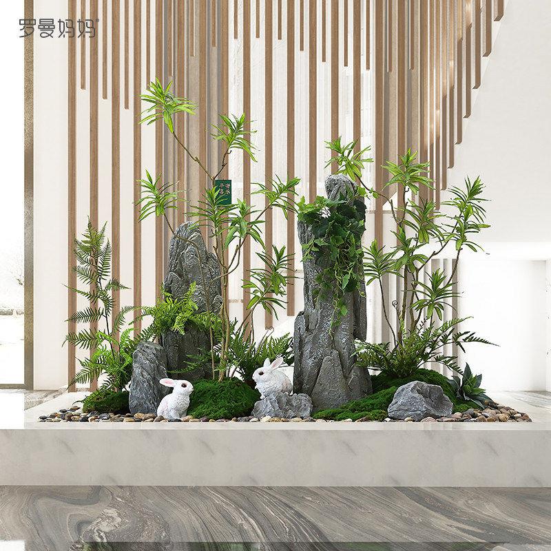 热带雨林风仿真绿色植物造景室内大厅酒店橱窗落地植物景观装饰摆