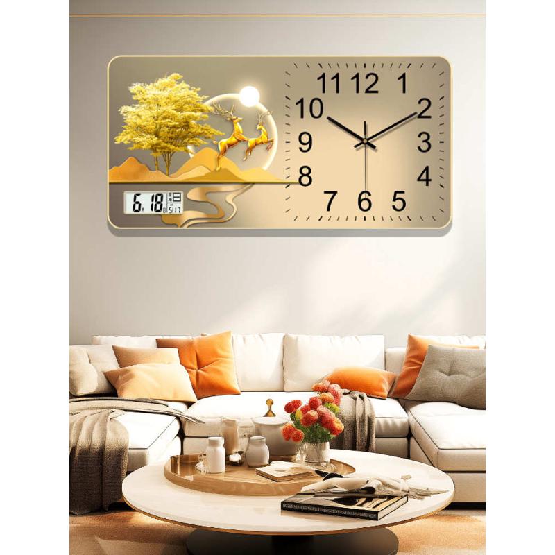 钟表挂钟客厅时钟挂墙2025新款万年历电子日历钟家用餐厅装饰画