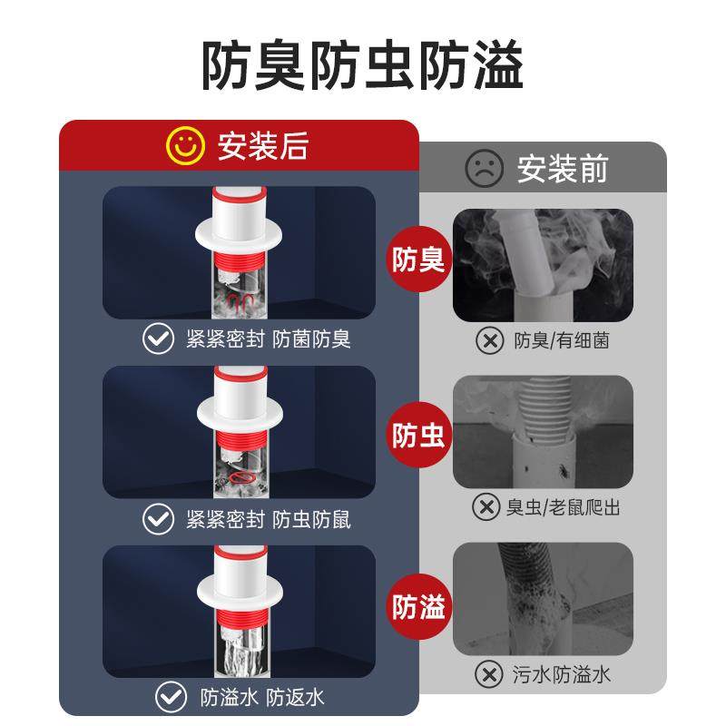德国墙排防臭下水管神器45度厨房下水道密封塞洗手盆排水管防返臭,家装主材,脸盆配用件,淘宝优惠券,粉丝福利购,淘宝优惠卷