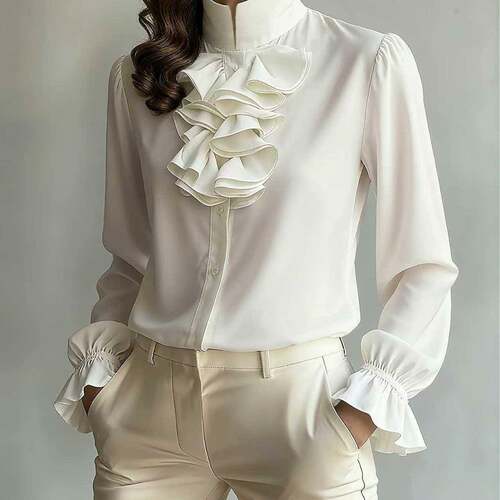 This Ruffled Blouse is Old Money Elegance Victorian Office