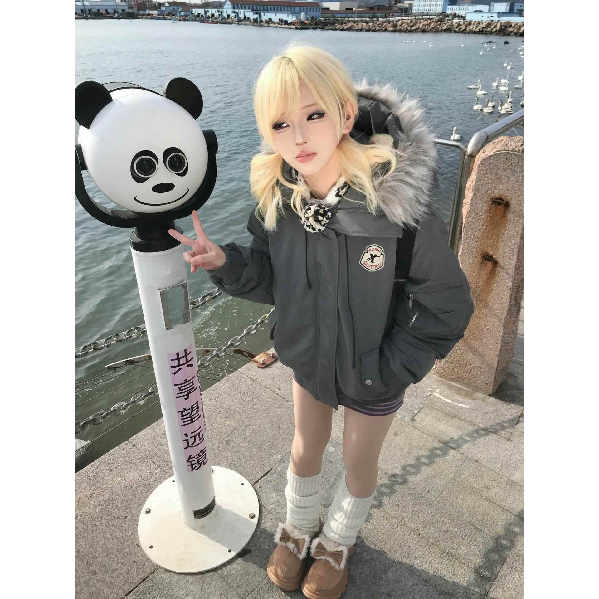 大毛领美式覆古派克服2025年冬季新款羽绒棉服女棉衣棉袄加厚外套