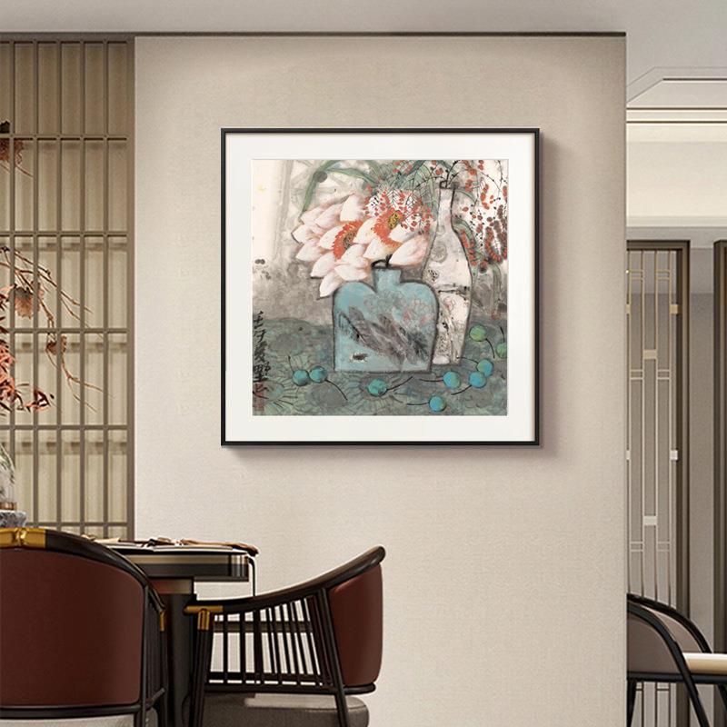 花卉装饰画客厅玄关餐厅茶室办公室卧室壁画插花国画中式瓶花挂画
